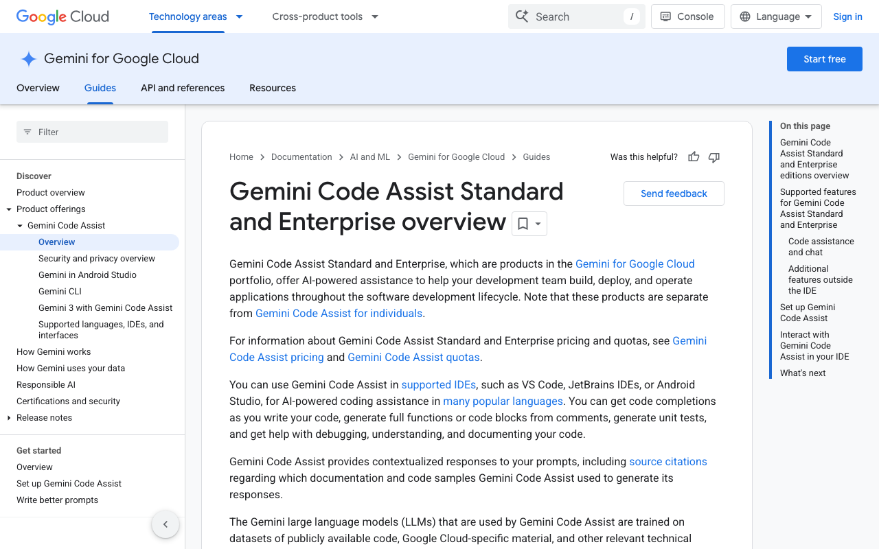 Gemini Code Assist AI coding assistant homepage screenshot