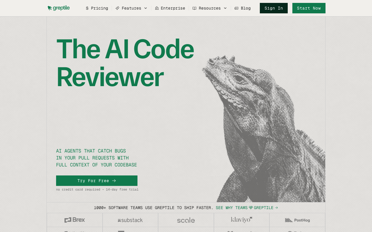 Greptile AI code review tool screenshot
